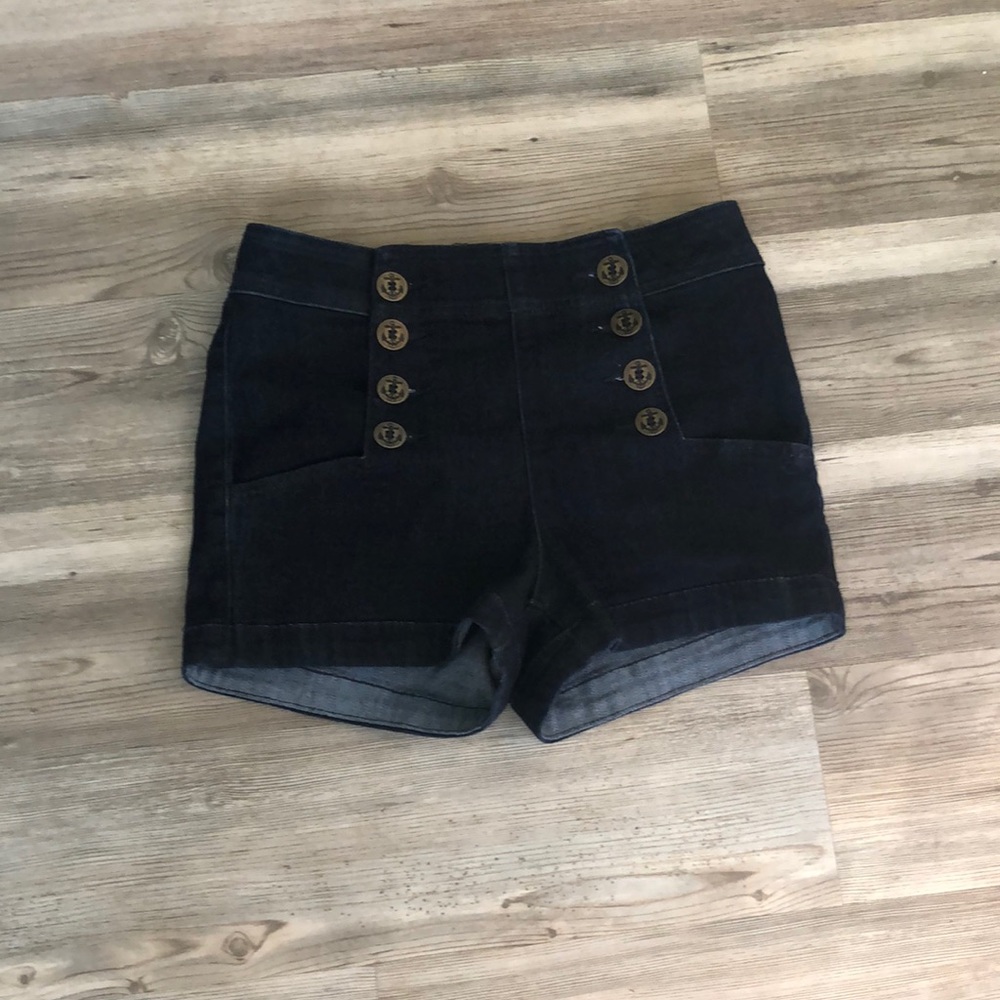 Hi rise denim sailor shorts